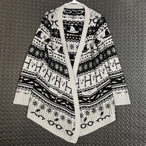 Harry Potter Fair‎ Isle Cardigan Sweater Black White Knit Hogwarts Women Large